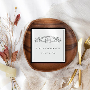 Elegant & Chic botanical crest monogram wedding Napkin