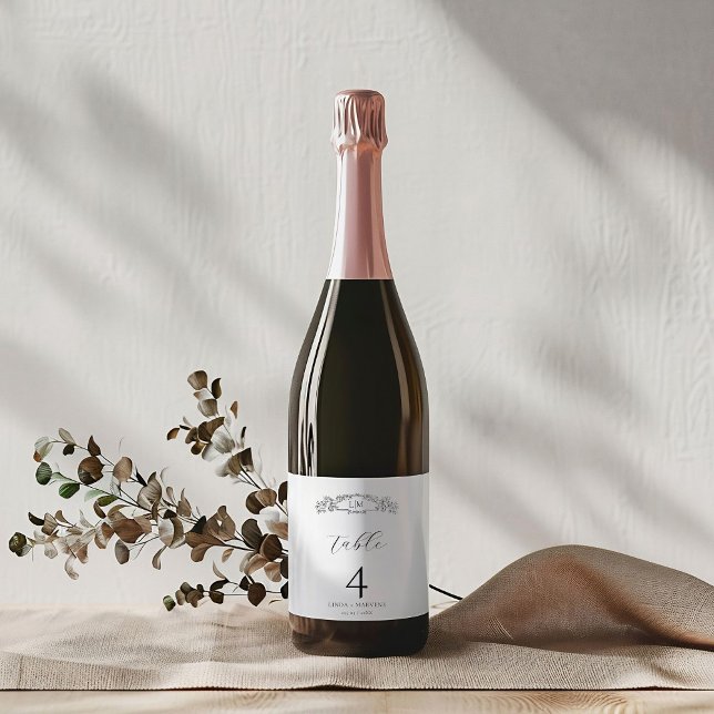 Elegant & Chic botanical crest monogram wedding Wine Label (Creator Uploaded)
