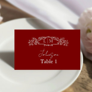 Elegant & Chic botanical crest Wedding  Place Card