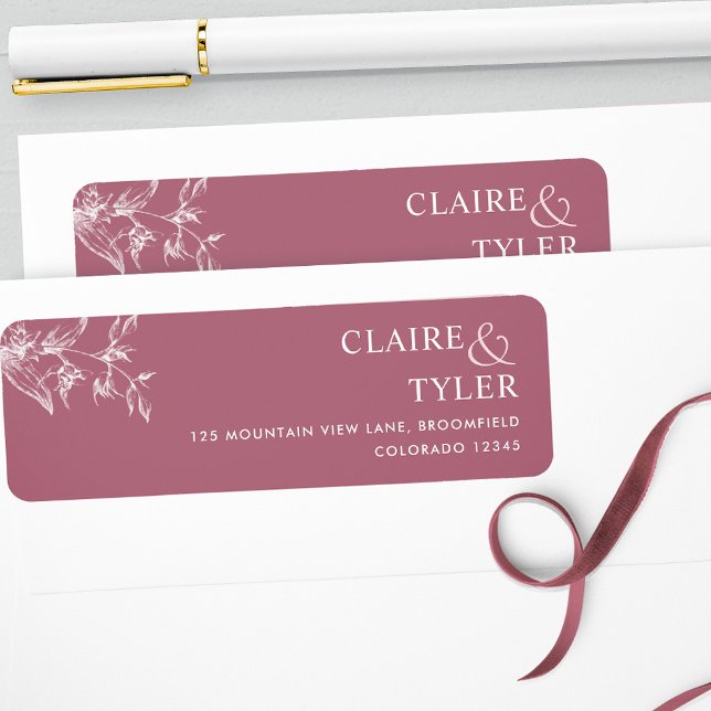 Elegant Chic Bourgogne Mariage Retour Adresse (Créateur téléchargé)