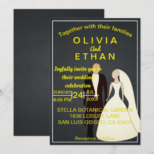 Elegant chic bride and groom Wedding Invitation
