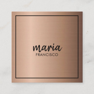 Elegant chic bronze  modern square minimalist   business card
