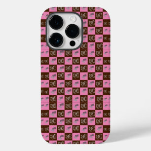 Elegant Chic Brown Plaid & Bear Case-Mate iPhone 14 Pro Case