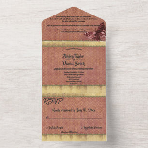 Elegant Chic Burgundy Rose Gold Formal Wedding All In One Invitation