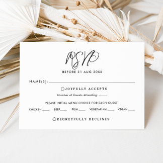 Elegant Chic Calligraphy Wedding RSVP Card
