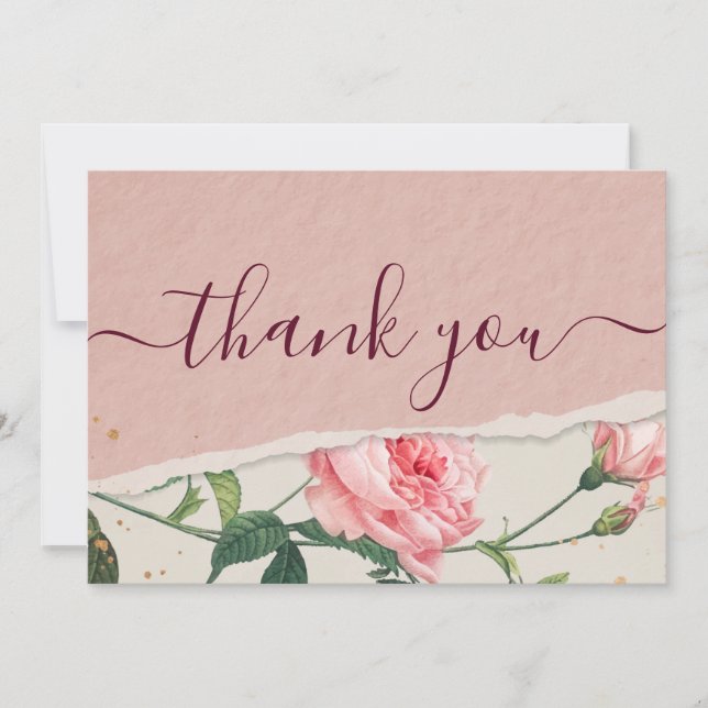 Élégant chic carte de remerciements floral (Devant)