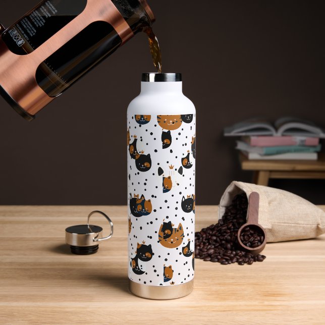 Elegant Chic Cat Patterns  Water Bottle (Coffee)