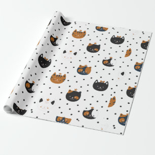 Elegant Chic Cat Patterns  Wrapping Paper