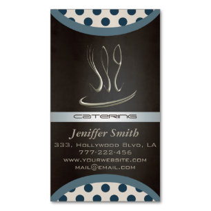 Elegant chic catering / restaurant polka dots 	Magnetic business card
