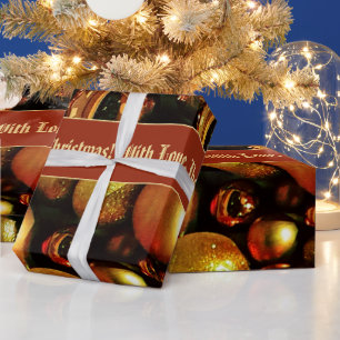 Elegant Chic Christmas Baubles Pattern Add Text Wrapping Paper