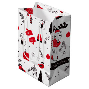 Elegant chic Christmas  pattern Medium Gift Bag