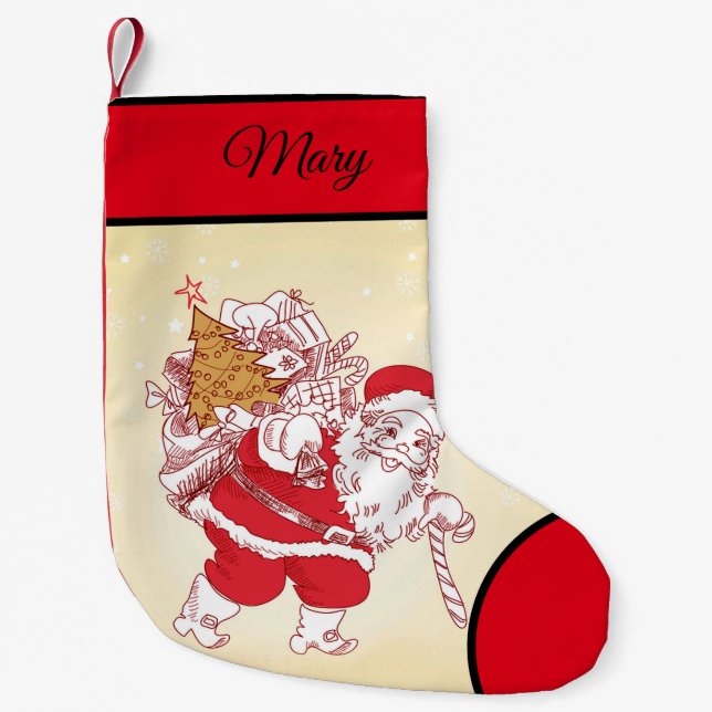 Elegant chic Christmas  pattern Small Christmas Stocking (Front)