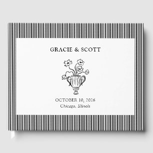 Elegant Chic Classic Black and White Wedding Guest Book