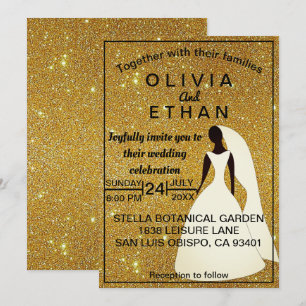 Elegant chic classy rustic gold Wedding Invitation