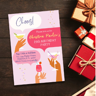 Elegant Chic Cocktail drink themed 25th birthday Invitation