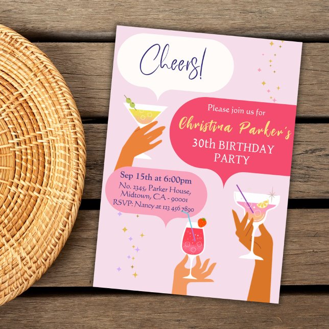 Elegant Chic Cocktail drink themed 30th birthday Invitation (Creator Uploaded)