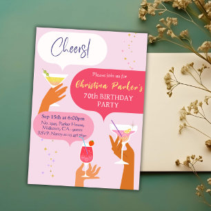 Elegant Chic Cocktail drink themed 70th birthday Invitation