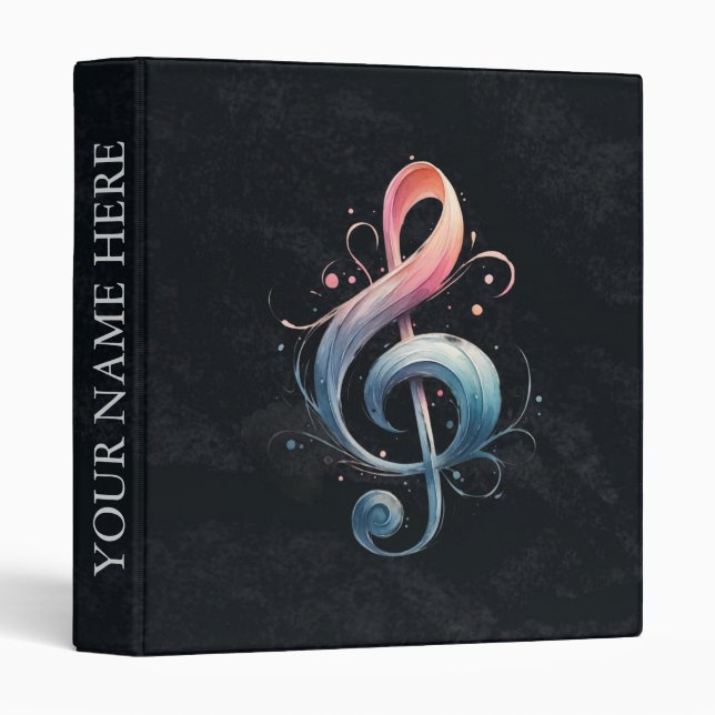 Elegant Chic Colourful Music Notes Design Binder (Front/Spine)