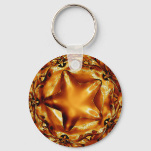Elegant Chic Copper Gold Christmas Star Keychain