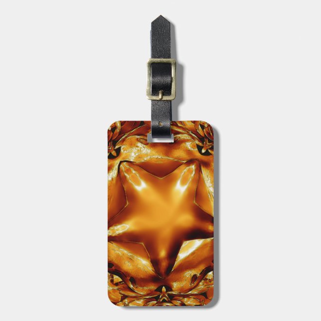 Elegant Chic Copper Gold Christmas Star Luggage Tag (Front Vertical)