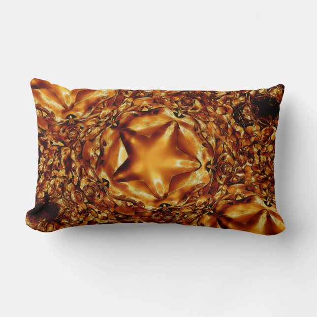 Elegant Chic Copper Gold Christmas Star Lumbar Pillow (Front)