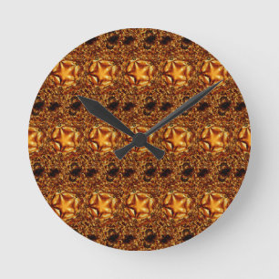 Elegant Chic Copper Gold Christmas Star Round Clock
