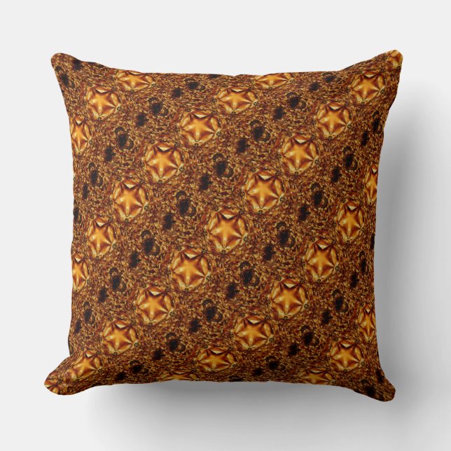 Elegant Chic Copper Gold Christmas Star Throw Pillow (Front)