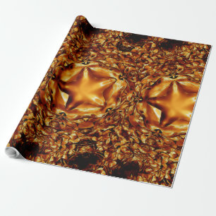 Elegant Chic Copper Gold Christmas Star Wrapping Paper