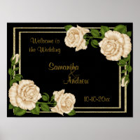 Elegant Chic Corner Ivory Roses Bouquets Wedding
