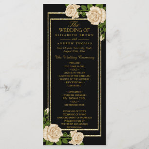 Elegant Chic Corner Ivory Roses Wedding Program