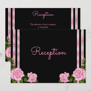 Elegant Chic Corner Rose Bouquet Reception Invitation