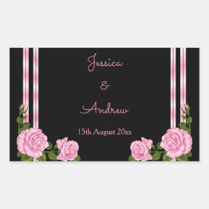 Elegant Chic Corner Rose Bouquet Wedding Sticker