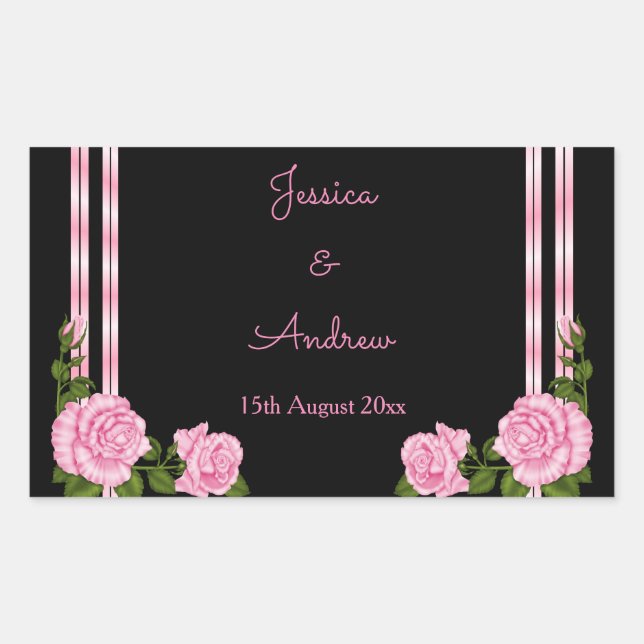 Elegant Chic Corner Rose Bouquet Wedding Sticker (Front)