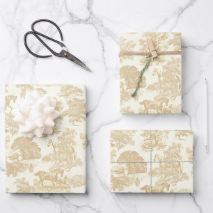 Elegant Chic Cream Beige Horse Toile Wrapping Paper Sheet