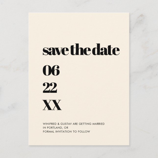 Elegant & chic Cream Save the date Postcard (Front)