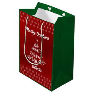 Elegant Chic Cute Modern Festive Red and White Medium Gift Bag