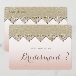 Elegant  Chic Damask Bridesmaid Card