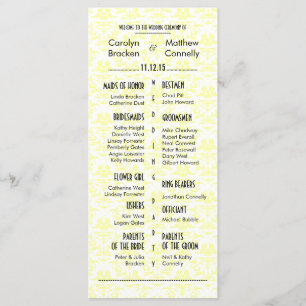 Elegant Chic Damask Wedding Program Rack Card