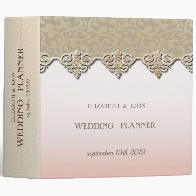 Elegant Chic Damask  Wedding Reception Binder (Front/Spine)