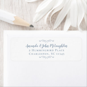 Elegant Chic Dusty Bue Calligraphy Adresse de reto