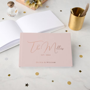 Elegant Chic Dusty Pink & Rose Gold Wedding Foil Guest Book