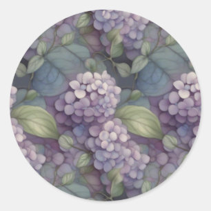 Elegant chic dusty purple boho watercolor floral  classic round sticker
