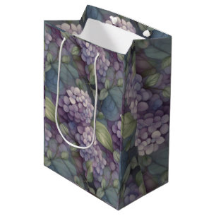 Elegant chic dusty purple boho watercolor floral  medium gift bag