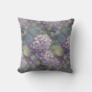Elegant chic dusty purple boho watercolor floral  outdoor pillow