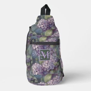 Elegant chic dusty purple boho watercolor floral  sling bag