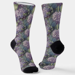Elegant chic dusty purple boho watercolor floral socks
