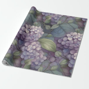 Elegant chic dusty purple boho watercolor floral  wrapping paper