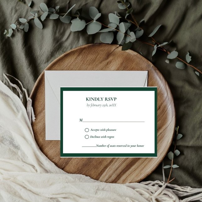 Elegant & Chic Emerald Green Green wedding RSVP Card (Creator Uploaded)
