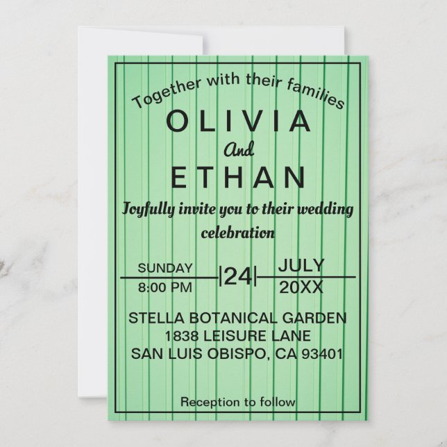 elegant chic emerald green Wedding Invitation (Front)