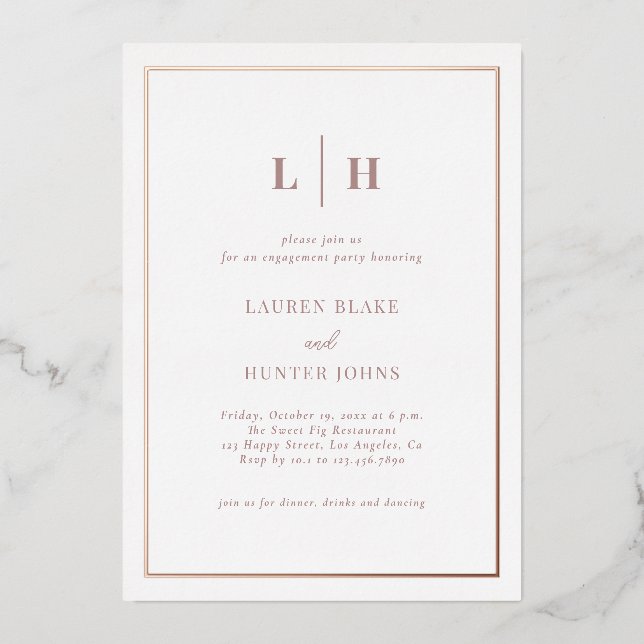 Elegant Chic Engagement Celebration Rose Gold  (Front)